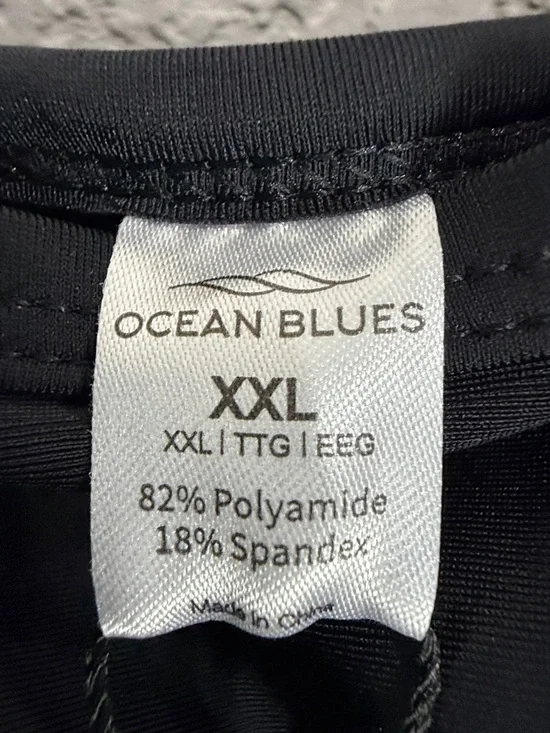 Ocean Blues Black Ruched One-Piece Swimsuit,Size 2XL. - Picture 7 of 13